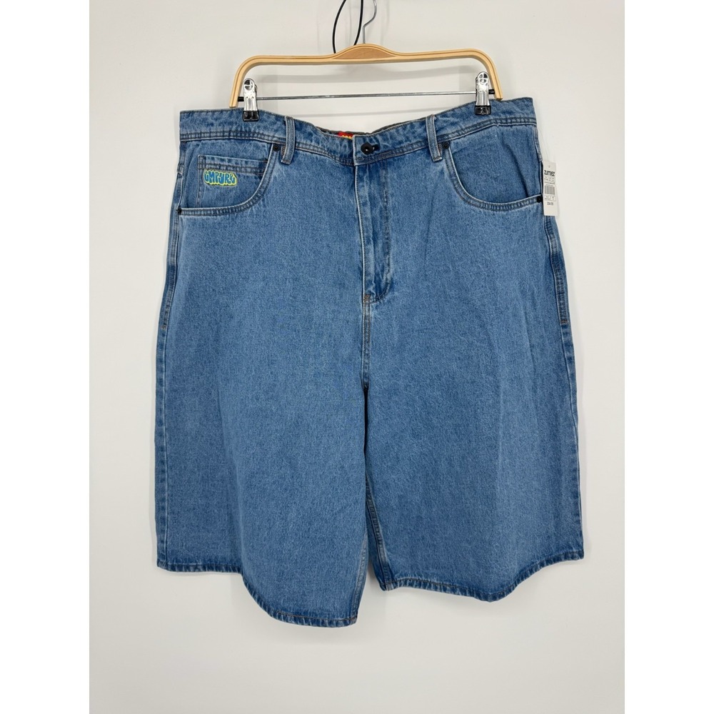 NWT Empyre Blake Ultra Wide Skate Shorts men's 40 Bright‎ Blue Zip Fly